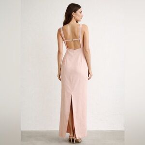 ICONIC by Simons Blush Backless Maxi Dress | Gold Strap Detail Size M